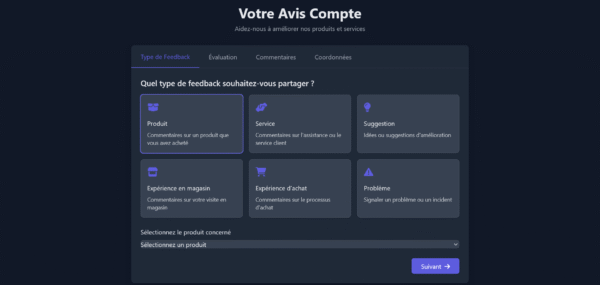 Plateforme de Feedback Utilisateur template html