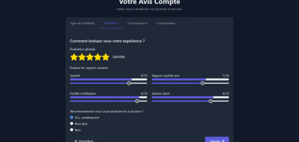 Plateforme de Feedback Utilisateur template html