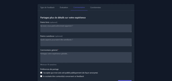 Plateforme de Feedback Utilisateur template html
