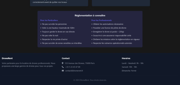 Location de Drones Professionnels application web  template HTML