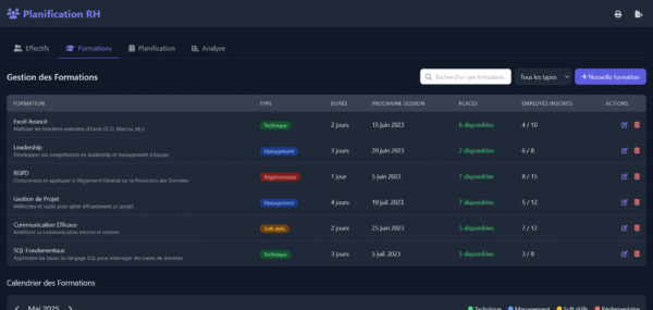 Planification RH - Application Web Front-End   template HTML