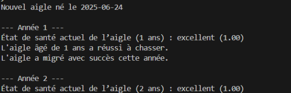 Module de Simulation de Vie Animale - Aigle (Aging Process)