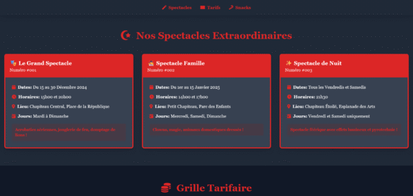 Template HTML "Circus Spectacular