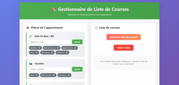 Template HTML "ShopList"