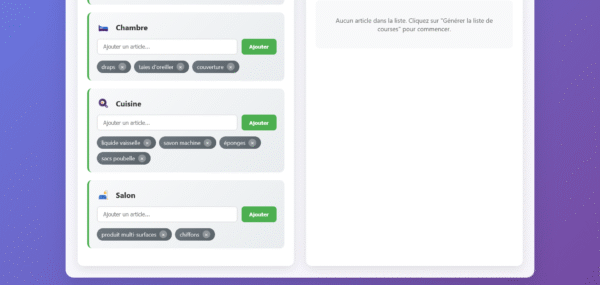 Template HTML "ShopList"