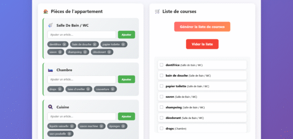 Template HTML "ShopList"