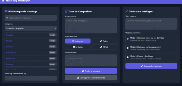 Template HTML "HashTag Manager"
