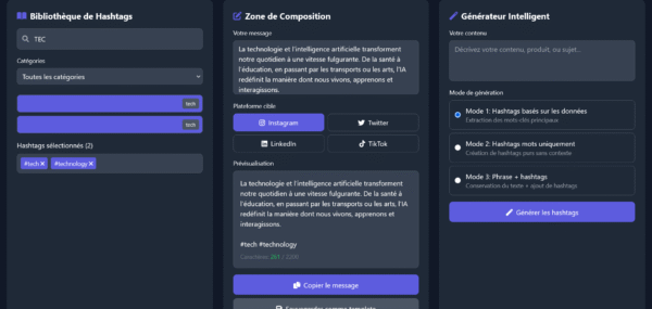 Template HTML "HashTag Manager"