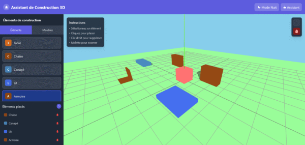 Template HTML "Assistant de Construction de Maison 3D"