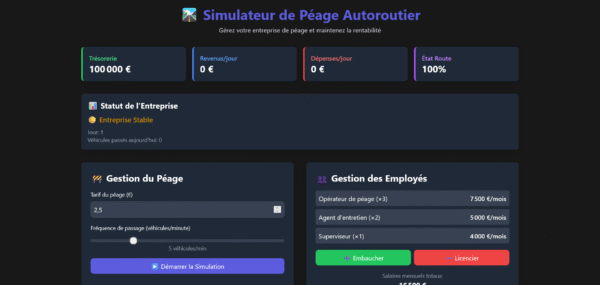 🛣️ Simulateur de Péage Autoroutier