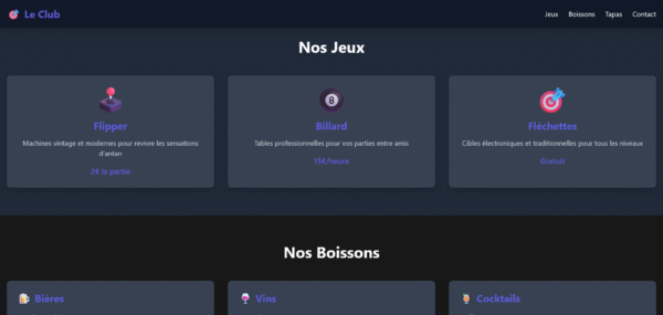 Screenshot 2025-06-18 at 15-18-51 Le Club - Bar Jeux & Tapas Template "Le Club - Bar Jeux & Tapas" 🎯🍹
