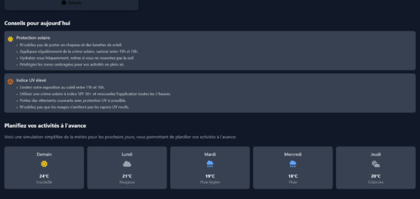 Template HTML - Assistant Météo-LoisirsDescription générale