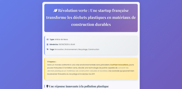 Template HTML - Article de presse écologique