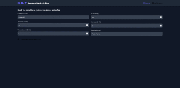 Template HTML - Assistant Météo-LoisirsDescription générale