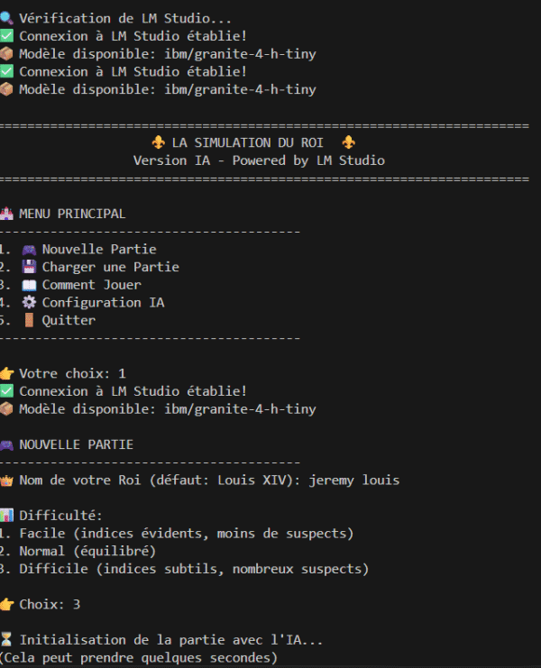🏰 Simulation du Roi - Version IA (LM Studio)