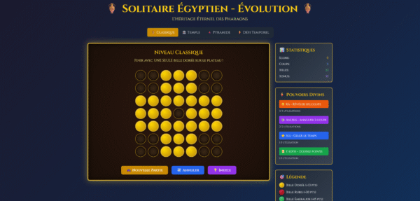 🏺 SOLITAIRE ÉGYPTIEN - ÉVOLUTION DES PHARAONS 🏺