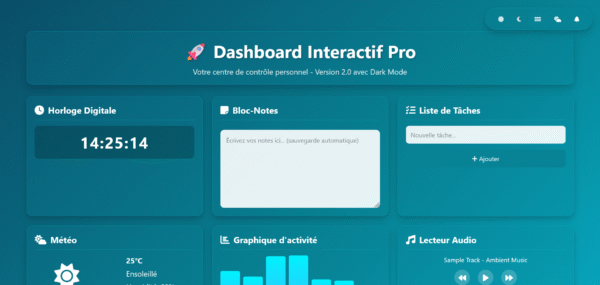Dashboard Interactif Tout-en-Un – Prêt à l’Emploi 3 version