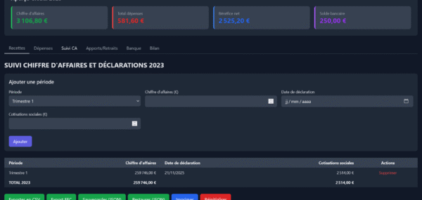 Application de Comptabilité Micro-Entrepreneur