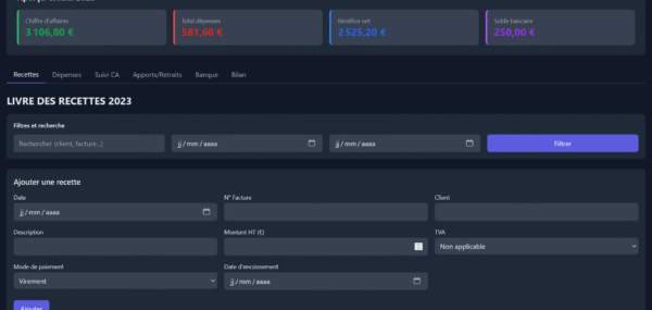 Application de Comptabilité Micro-Entrepreneur