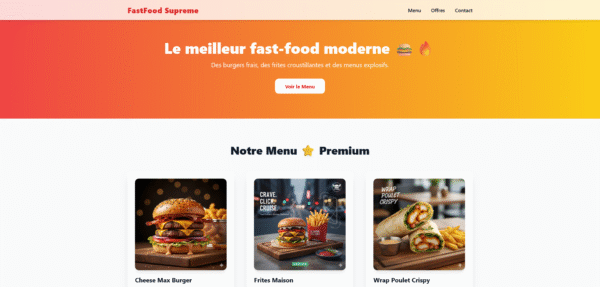 FastFood Supreme Template (HTML/Tailwind CSS)