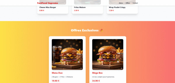 FastFood Supreme Template (HTML/Tailwind CSS)