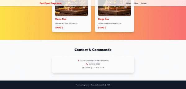 FastFood Supreme Template (HTML/Tailwind CSS)