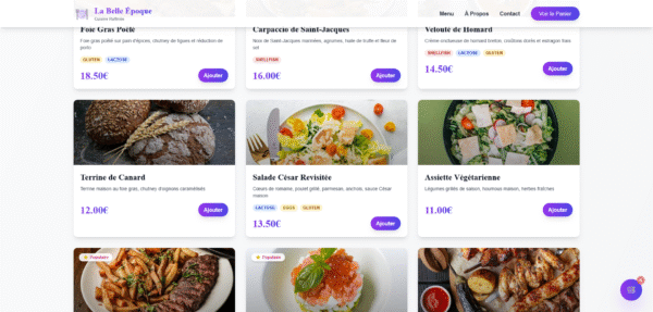 Template HTML "La Belle Époque" - Menu Gastronomique Interactif