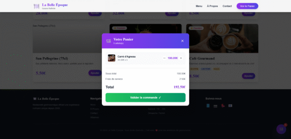 Template HTML "La Belle Époque" - Menu Gastronomique Interactif