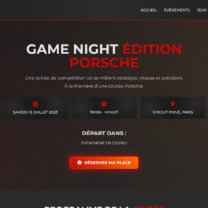 Template HTML "Game Night | Édition Porsche
