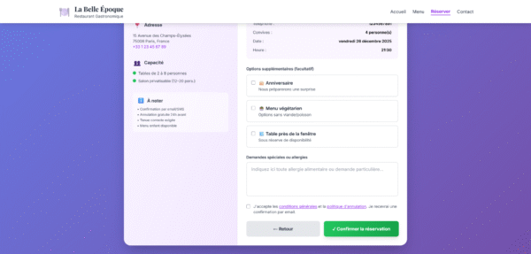 Réservation Restaurant "La Belle Époque"