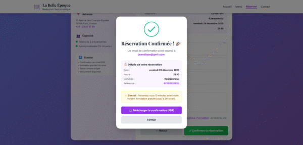 Réservation Restaurant "La Belle Époque"