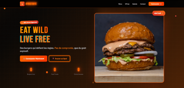 StreetBite - Template HTML Urban Food Experience 🔥