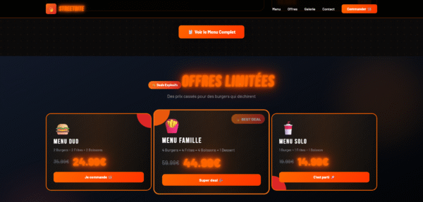 StreetBite - Template HTML Urban Food Experience 🔥