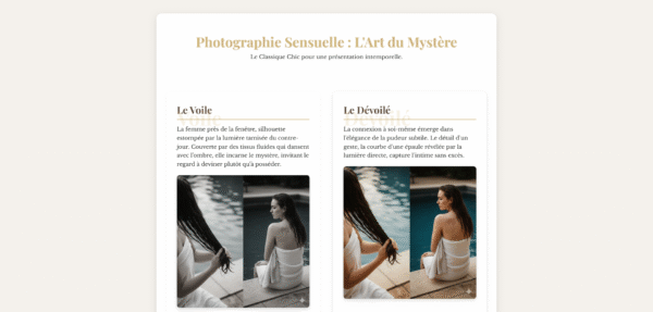 Template de Portfolio HTML/CSS/JS "Voilé & Dévoilé" - Le Triptyque de la Sensualité