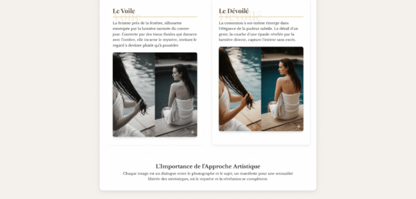 Template de Portfolio HTML/CSS/JS "Voilé & Dévoilé" - Le Triptyque de la Sensualité