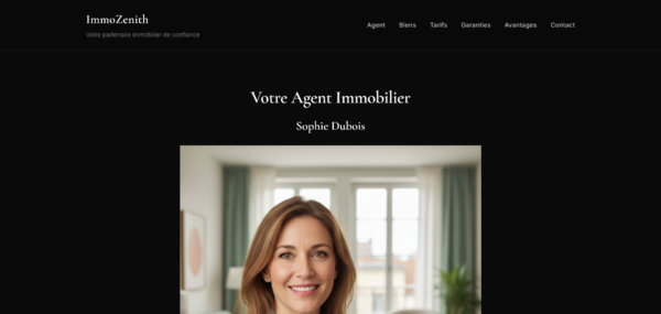 Template ImmoZenith Page d'atterrissage / Site Vitrine d'Agent