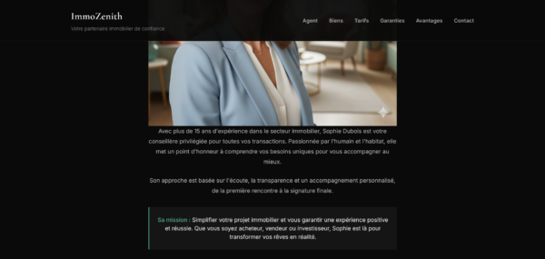 Template ImmoZenith Page d'atterrissage / Site Vitrine d'Agent