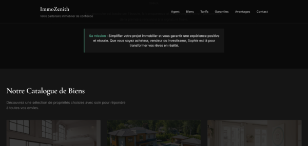 Template ImmoZenith Page d'atterrissage / Site Vitrine d'Agent