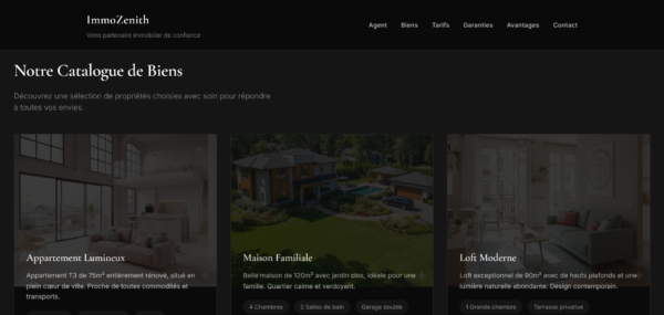 Template ImmoZenith Page d'atterrissage / Site Vitrine d'Agent