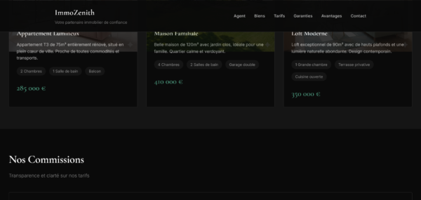 Template ImmoZenith Page d'atterrissage / Site Vitrine d'Agent