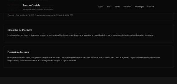Template ImmoZenith Page d'atterrissage / Site Vitrine d'Agent