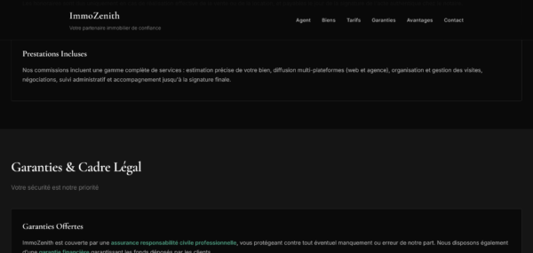 Template ImmoZenith Page d'atterrissage / Site Vitrine d'Agent