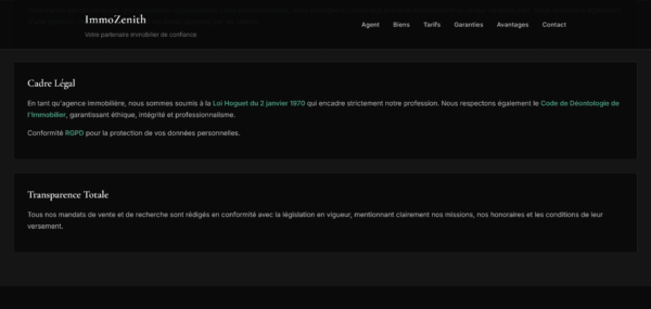 Template ImmoZenith Page d'atterrissage / Site Vitrine d'Agent