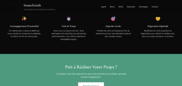 Template ImmoZenith Page d'atterrissage / Site Vitrine d'Agent