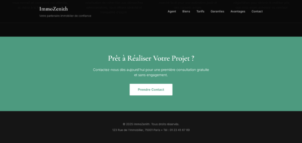 Template ImmoZenith Page d'atterrissage / Site Vitrine d'Agent