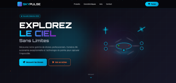 Screenshot 2026-01-08 at 11-11-40 SkyPulse Drones — L'Excellence Aérienne 🚀 PACK ULTIME : 8 Sites Web Premium Prêts à l'Emploi