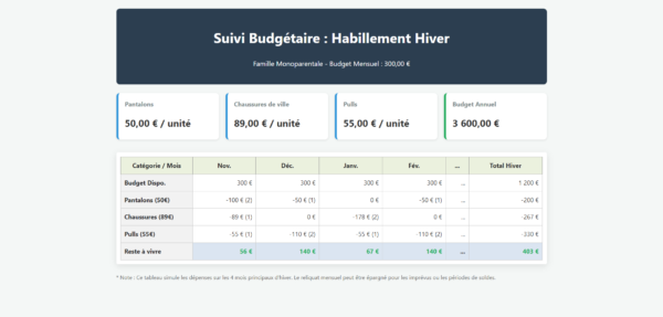 Budget Hiver Famille Monoparentale