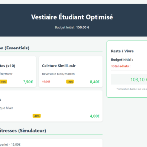 Budget Mode Etudiant 150