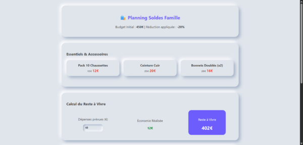 Gestion Budget Soldes Famille