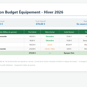 Planificateur Budget Hiver